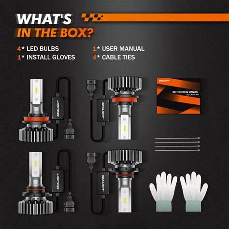 SEALIGHT 9005 H11 LED Headlight Kit Combo Bulbs High Low Beam Super