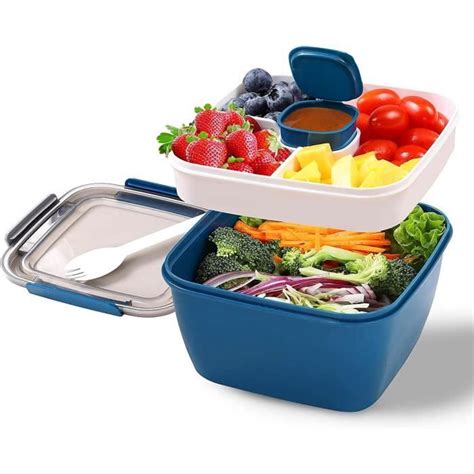 TTBAODAN Lunch Box avec 3 Compartiment Salade Boîtes Repas Adultes