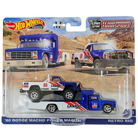 80 Dodge Macho Power Wagon Retro Rig Hot Wheels Team Transport Hot