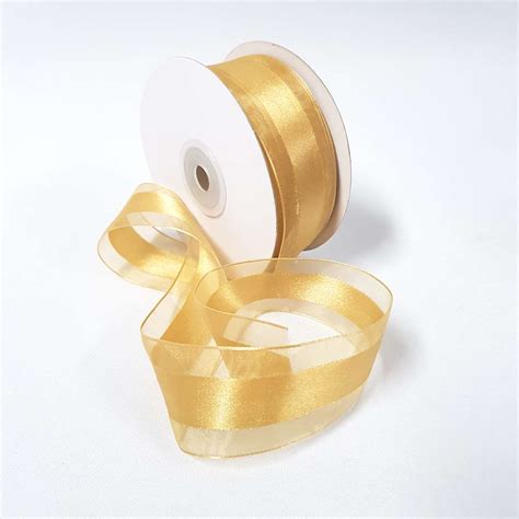 Satin Centred Ribbon 38mm Gold Desflora