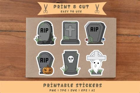 Halloween Grave Printable Stickers SVG Graphic by Ozan ID · Creative ...