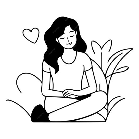 Premium Vector Vector Illustration Of A Woman Sitting In Lotus