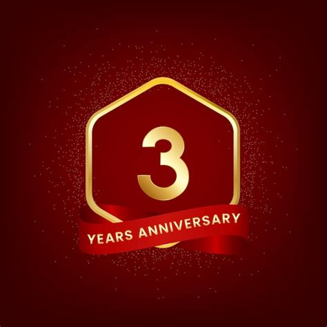 Premium Vector 3 Years Anniversary Anniversary Template Design With Gold Number And Red Ribbon