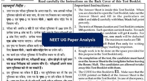 NEET Exam Paper Analysis. Easy to Moderate