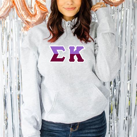 Sigma Kappa Two Tone Lettered Hooded Sweatshirts Greek Gear