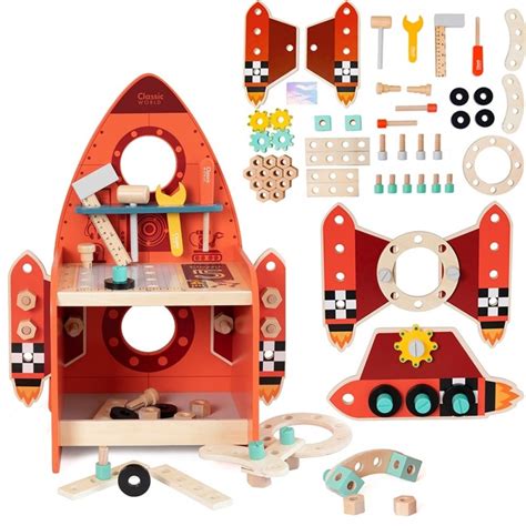 Classic World Wooden Workshop Spaceship Diy Kit 51 Pcs