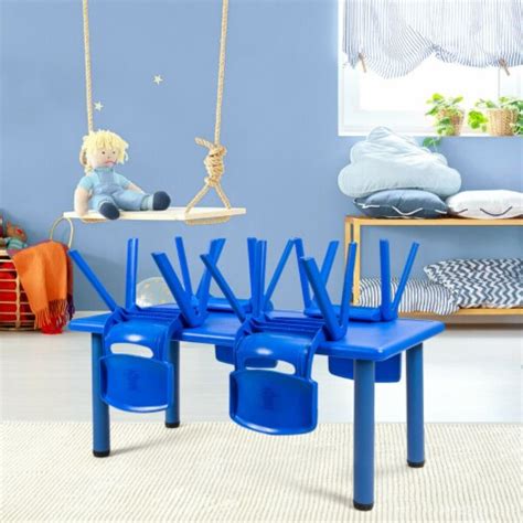 Gymax Kids Plastic Table And Stackable Chairs Set Indooroutdoor Home