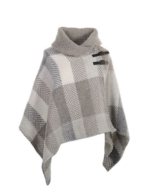 Shawl Collar Poncho - Black & White | Branigan Weavers