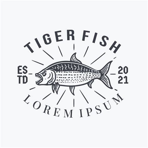 Tiger Fish Vintage Logo On White Background 4924536 Vector Art At Vecteezy