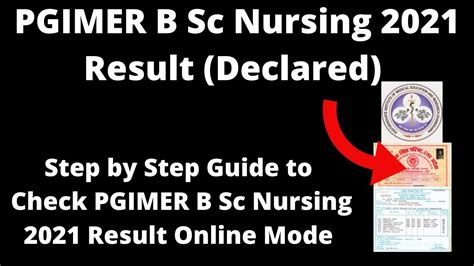 Pgimer B Sc Nursing Result Declared How To Check Pgimer B Sc