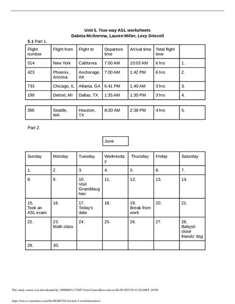 31 Worksheet Part 1 Asl