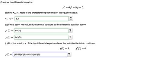 Solved Consider The Differential Equation Y 6y 9y 0 A Find R1