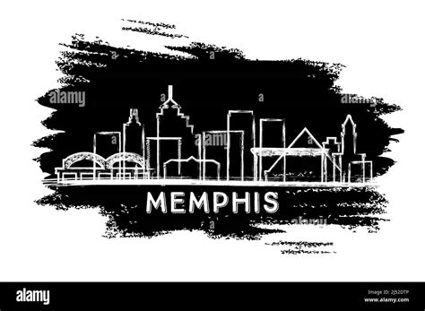 Memphis Tennessee City Skyline Silhouette Hand Drawn Sketch Business