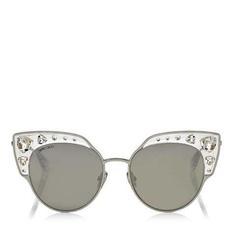 Lyst Jimmy Choo Audrey Silver Mirror Cat Eye Sunglasses With Silver