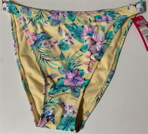 Xhilaration Women 27s Bikini Bottom Cheeky Yellow Tropical Size Xl For Sale Online Ebay