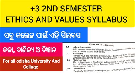 Ethics And Values 2nd Semester Syllabus 3 2nd Semester Ethics And