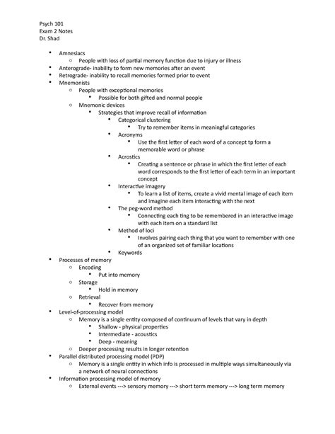 Psych Notes Chapters And For Dr Shad Psych Exam Notes