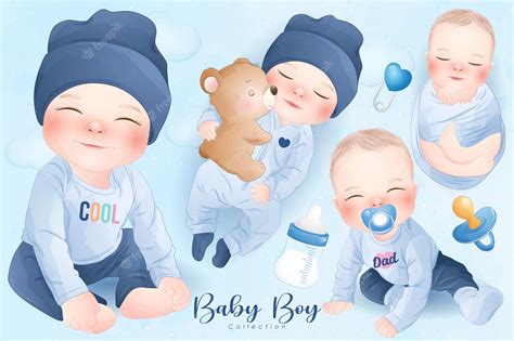 Premium Vector Cute Baby Boy In Watercolor Style Collection