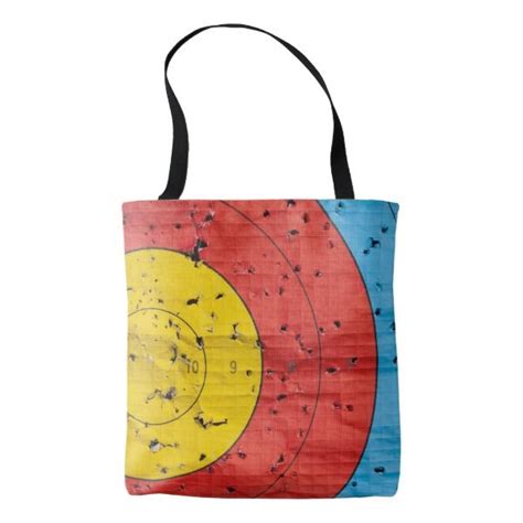 Archery target close up with many arrow holes tote bag | Zazzle ...