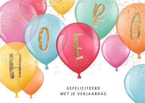 Verjaardagskaart Feestelijke Ballonnen Met Kaartje2go