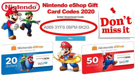 Free Nintendo EShop Gift Card Codes 2020 100 Nintendo Switch Gift Card