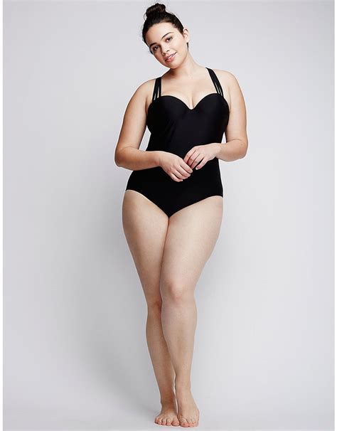 Strappy Swim One Piece With Built In Bandeau Bra Cacique In 2024 Plus Size Posing Plus Size