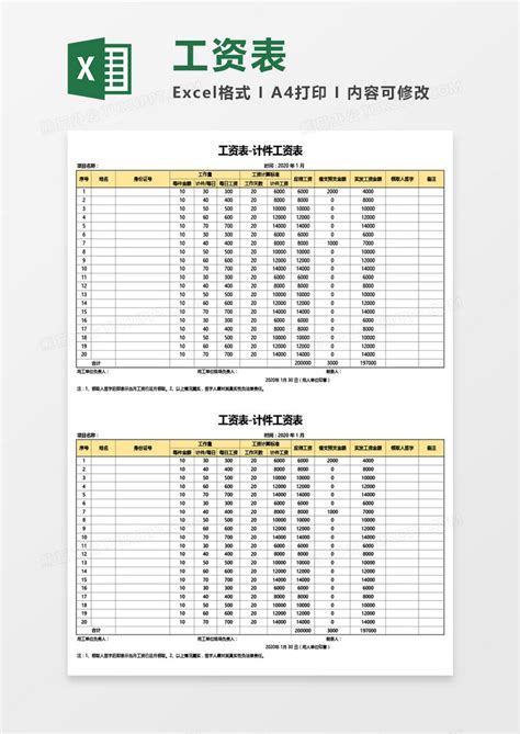 员工计件工资表excel模板下载员工图客巴巴