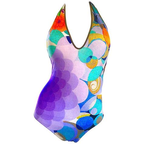 Nwt 1990s La Perla Size 8 Op Art Halter Neck 90s One Piece Swimsuit