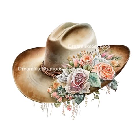 Cowgirl Hat Cliparts Watercolor Cowgirl Hat Digital Download