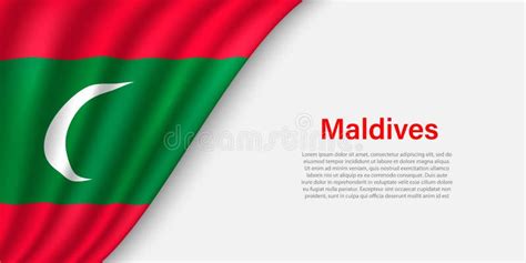 Wave Flag Of Maldives On White Background Stock Vector Illustration