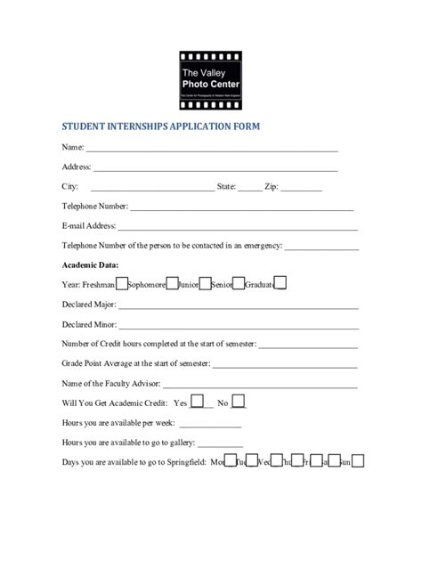 Fillable Online Student Internships Application Form Fax Email Print