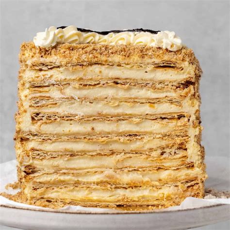 Napoleon Cake Cut In Half Napoleon Cake Desserts Sweet Puff Pastry