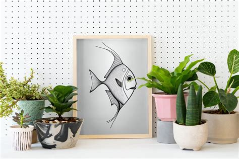 Angelfish Minimalist Line Art Fish Art Relaxing Wall Decor Printable Art Digital Download 32 - Etsy