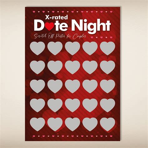 Date Night Scratch Off Poster Valentine Sexy Love Gift For Him Couples