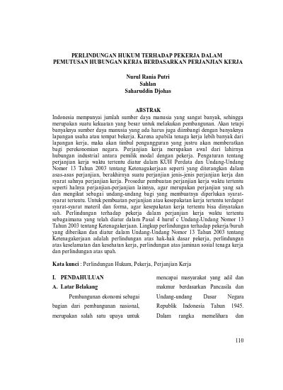 This PDF File PERLINDUNGAN HUKUM TERHADAP PEKERJA DALAM PEMUTUSAN