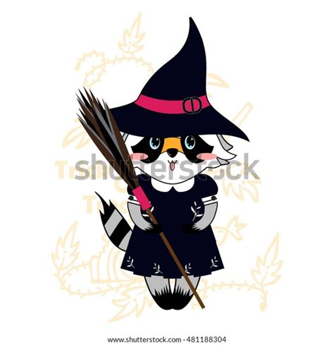 Vector Cartoon Illustration Kawaii Raccoon Girl Stock Vector Royalty