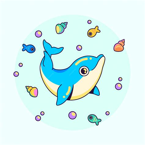 Free Vector Hand Drawn Dolphin Cartoon Illustration