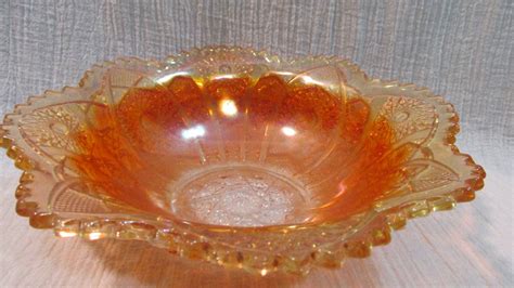 Vintage C 40 S Orange Carnival Glass Decorative Bowl