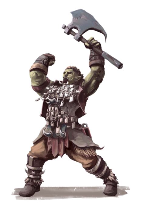 Male Orc Or Half Orc Barbarian Or Bloodrager With Axe Pathfinder