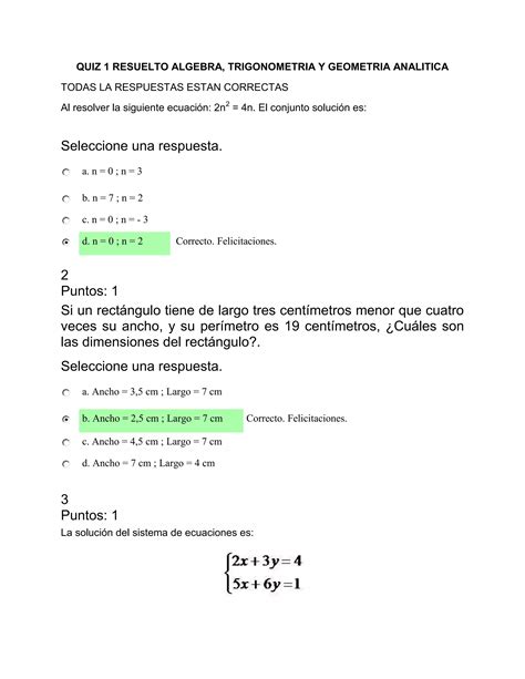 Quiz 1 Algebra Trigonometria PDF