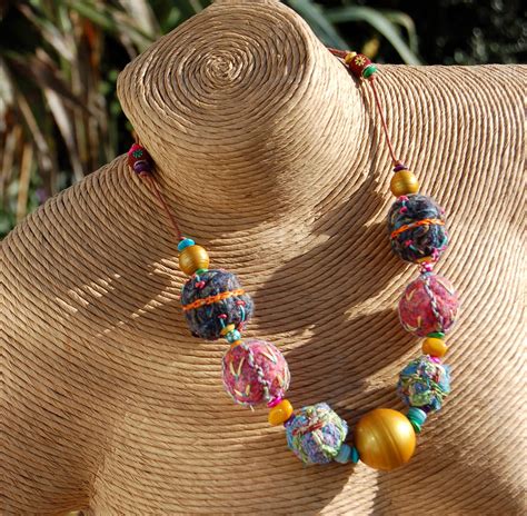 Handmade Textile Bead Necklace Made With Unique Handmade B Flickr