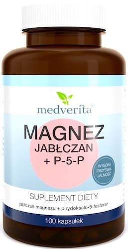 Medverita Magnez jabłczan Witamina B6 P 5 P 100kaps suplement diety