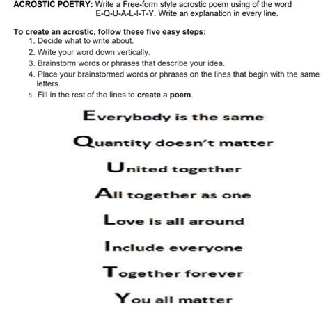 Solved Acrostic Poetry Write A Free Form Style Acrostic Poem