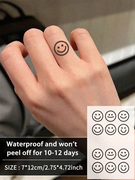 Pc Smile Face Temporary Tattoos Waterproof Sweatproof Last For