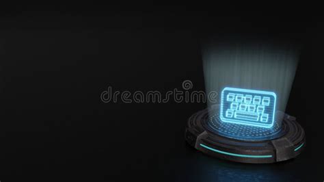 3d Hologram Symbol Of Keyboard Icon Render Stock Illustration ...