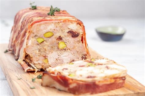 Premium Photo Terrine Of Pork With Pistachios Cherries Chicken And Bacon