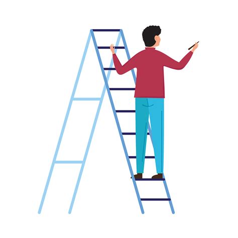 Man On Ladder With Stick 4211319 Vector Art At Vecteezy