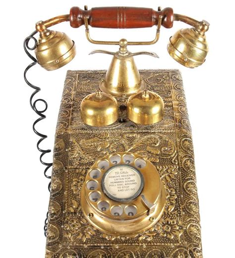 Vintage Brass Retro Floor Telephone With Clock Model Name Number Mhe