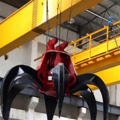 Qz Double Girder Grab Bucket Overhead Bridge Crane For Metal Scrap