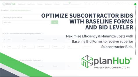 Optimize Subcontractor Bids With Baseline Bid Forms And Bid Leveler